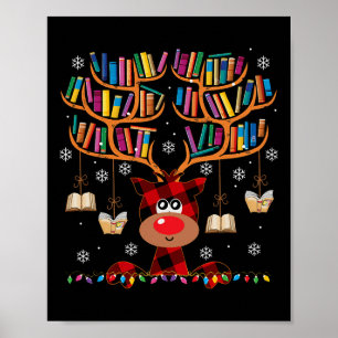 Christmas Librarian Reindeer Matching Family Book Poster