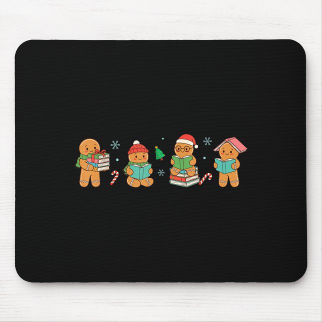 Christmas Library Gingerbread Man Books Lover Book Mouse Pad (Front)