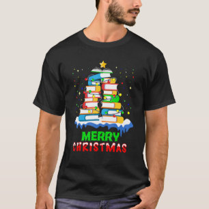 Christmas Library Tree Librarian And Book Lover Xm T-Shirt
