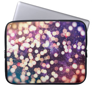 Christmas light background. Holiday glowing graphi Laptop Sleeve