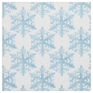 Christmas Light Blue Watercolor Snowflakes Pattern Fabric