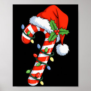 Christmas Light Candy Cane Santa Xmas Kids Toddler Poster
