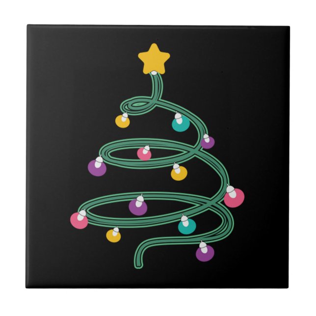 Christmas light christmas tree   ceramic tile (Front)