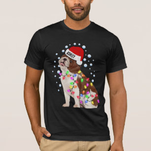 Christmas Light English Bulldog Dog Puppy  T-Shirt