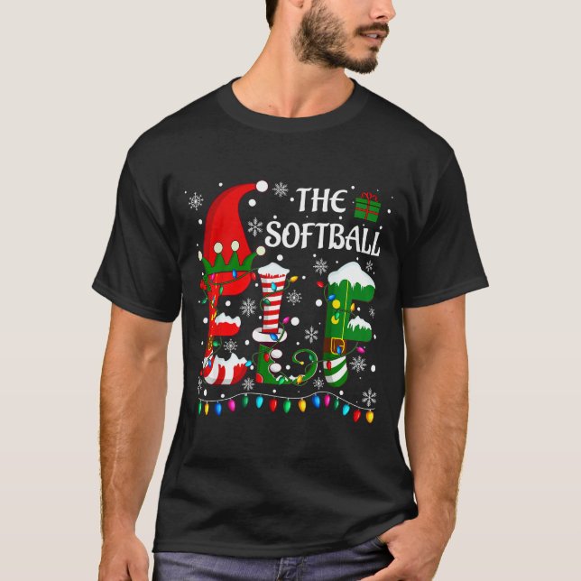 Christmas Light Family Matching Pajamas Softball E T-Shirt (Front)