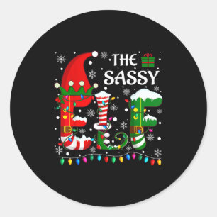 Christmas Light Family Matching Pajamas Sy Elf Xma Classic Round Sticker