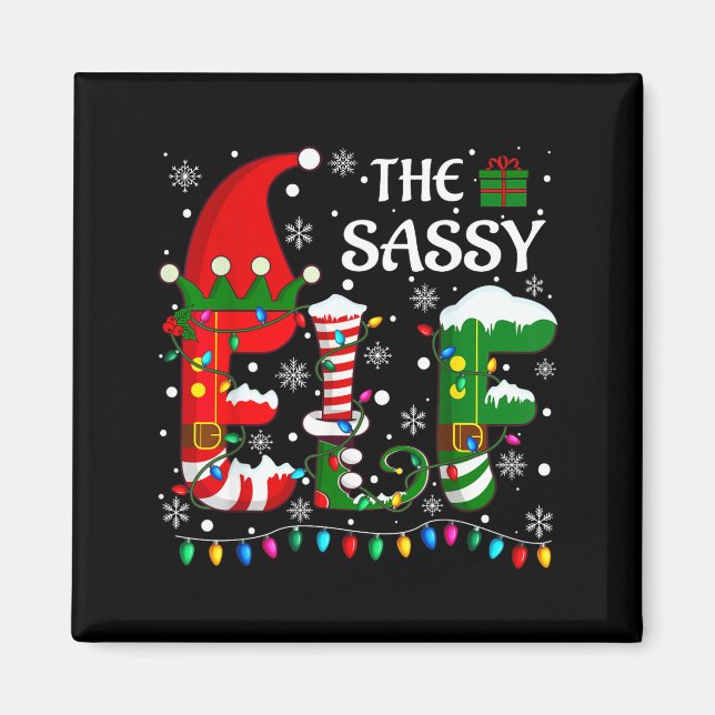 Christmas Light Family Matching Pajamas Sy Elf Xma Magnet (Front)