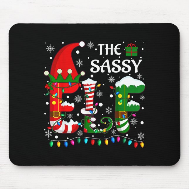 Christmas Light Family Matching Pajamas Sy Elf Xma Mouse Pad (Front)