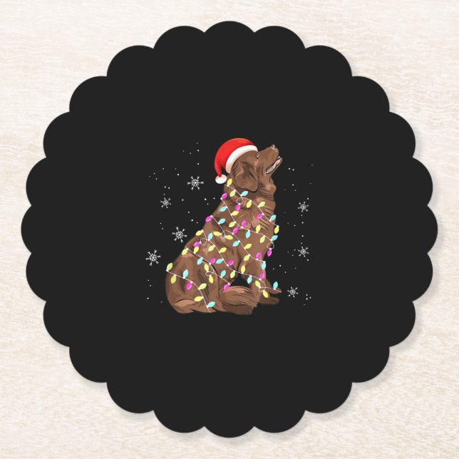 Christmas light gift | funny newfie xmas present paper coaster (Front)