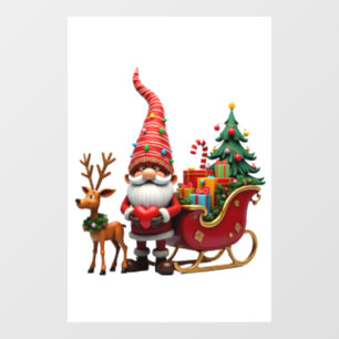Christmas Light Gnome Santa Claus Riding Sleigh Hi