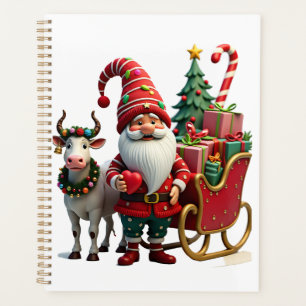 Christmas Light Gnome Santa Claus Riding Sleigh Hi Planner