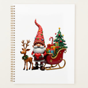 Christmas Light Gnome Santa Claus Riding Sleigh Hi Planner