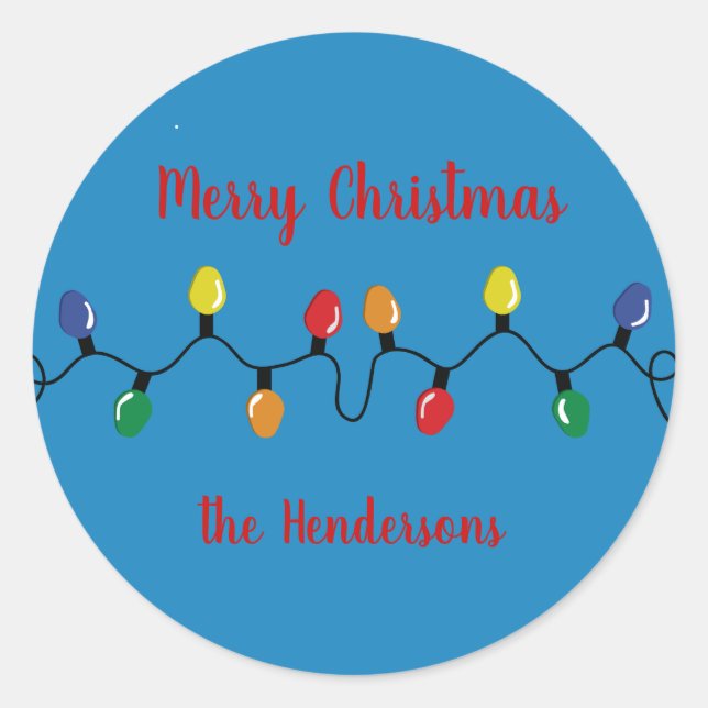 Christmas Light Large Bulbs Customisable Classic Round Sticker (Front)
