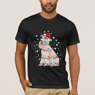 Christmas Light Miniature Schnauzer Dog Pupp T-Shirt