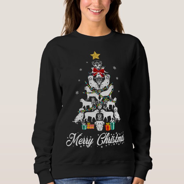 Christmas Light Rottweiler Tree   Women Men Kids Sweatshirt (Front)