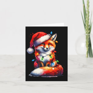 Christmas Light Santa Fox Vintage 90s Woodland Ani Card