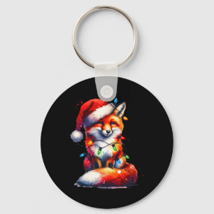 Christmas Light Santa Fox Vintage 90s Woodland Ani Key Ring