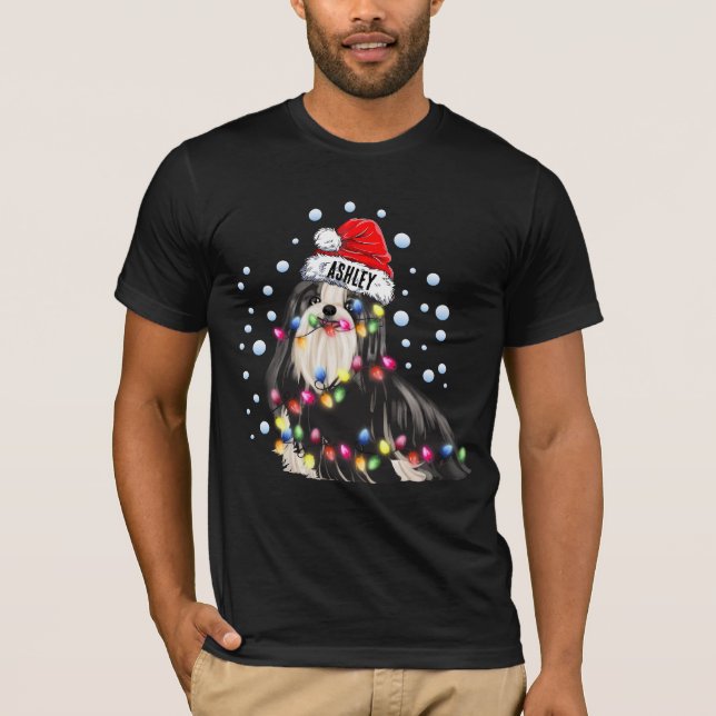 Christmas Light Shih tzu Dog Puppy T-Shirt (Front)