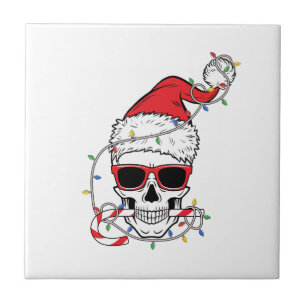 Christmas-Light-Skeleton-Skull Ceramic Tile