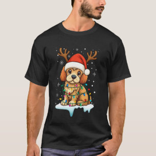 Christmas Light Snow Reindeer Santa Hat Cockapoo X T-Shirt