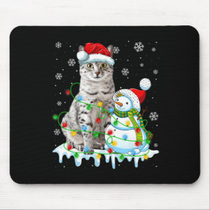 Christmas Light Snowman Egyptian Mau Cat Pet Lover Mouse Pad