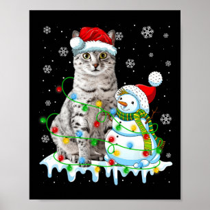 Christmas Light Snowman Egyptian Mau Cat Pet Lover Poster