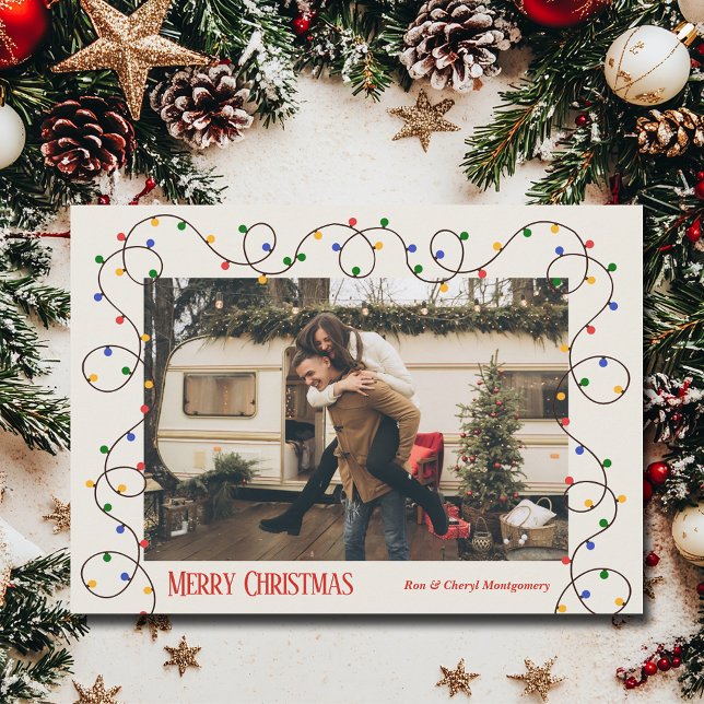 Christmas Light Strand Photo Holiday Card (Christmas light strand photo holiday cards - INSTANT DOWNLOAD and/or PRINTED)