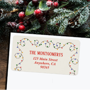 Christmas Light Strand Return Address Label