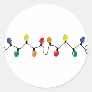 Christmas Light String Classic Round Sticker
