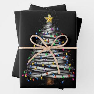 Christmas Light Tree Holiday Wrapping Paper Sheet