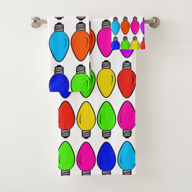 Christmas Lightbulbs Pattern Bath Towel Set (Insitu)