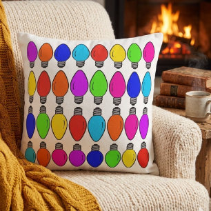 Christmas Lightbulbs Pattern Cushion