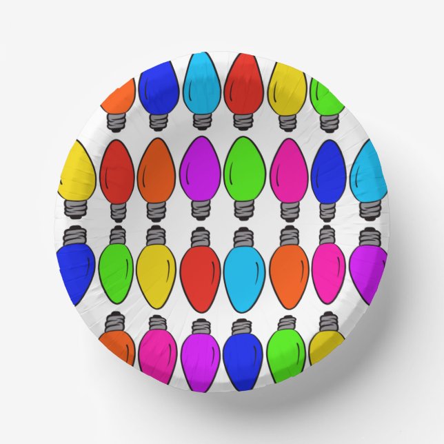 Christmas Lightbulbs Pattern Paper Plate (Front)