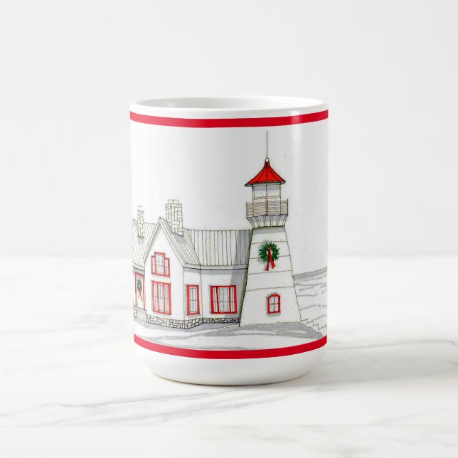Christmas Lighthouse 1 Coffee Mug 15 oz (Center)