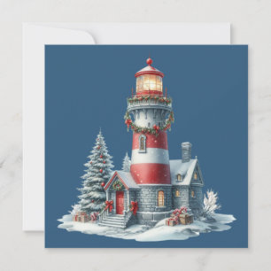 Christmas Lighthouse Christmas Greeting Card