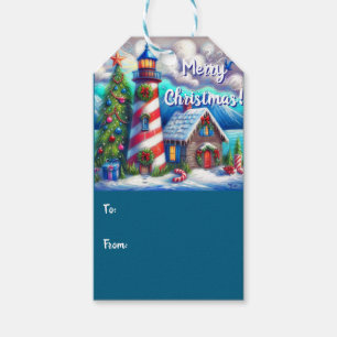 Christmas Lighthouse Nautical Coastal Mountain Gift Tags