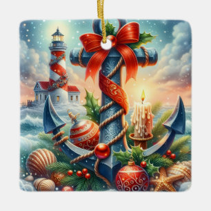 Christmas Lighthouse Ornament