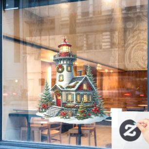 Christmas Lighthouse Window Cling