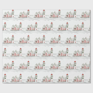 CHRISTMAS LIGHTHOUSE WRAPPING PAPER