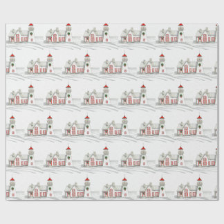 CHRISTMAS LIGHTHOUSE WRAPPING PAPER