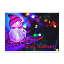 Christmas Lightning Snowman postcard