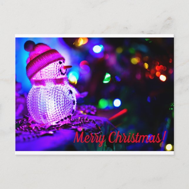 Christmas Lightning Snowman postcard (Front)