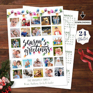 Christmas Lights 24 Photo Collage 2024 Calendar Holiday Card