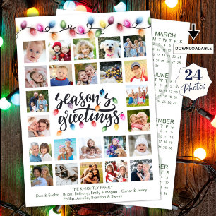Christmas Lights 24 Photo Collage 2026 Calendar Holiday Card