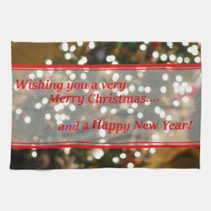 Christmas Lights Abstract Tea Towel