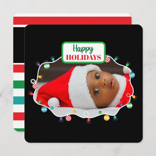 Christmas lights (add your own photo) holiday card (Front/Back)