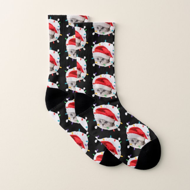 Christmas lights (add your photo) socks (Pair)
