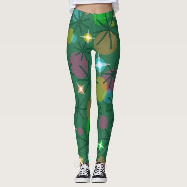Christmas Lights all over print leggings (Front)