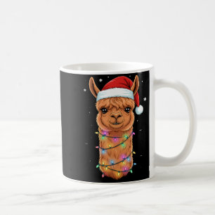Christmas Lights Alpaca Santa Hat Llama Cute Xmas  Coffee Mug