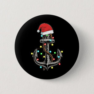 Christmas Lights Anchor Boating Sailing Funny Boat 6 Cm Round Badge